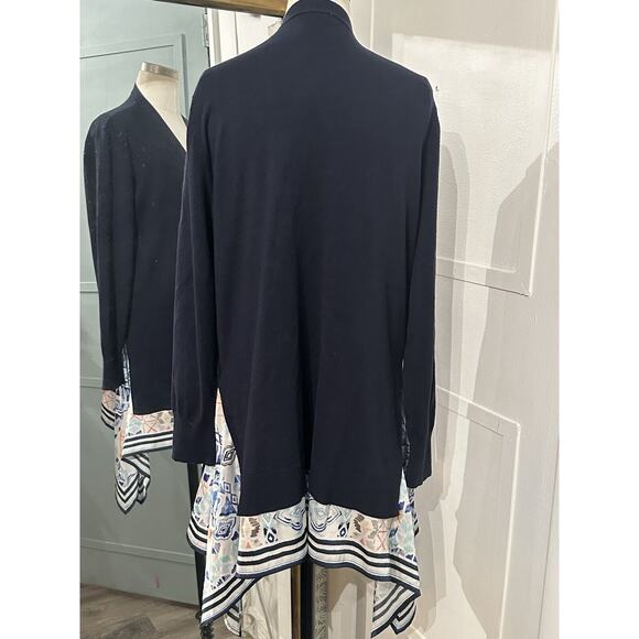 Chicos 1 Scarf Hem Sweater Cardigan Navy Blue Size Medium - Picture 6 of 12